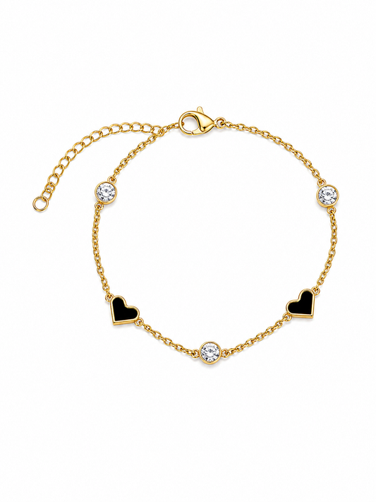 Black Heart Station Bracelet