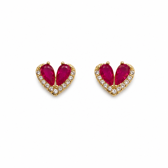 Heart Stone Stud Earrings