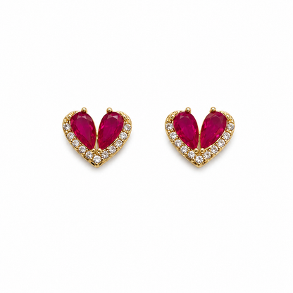 Heart Stone Stud Earrings
