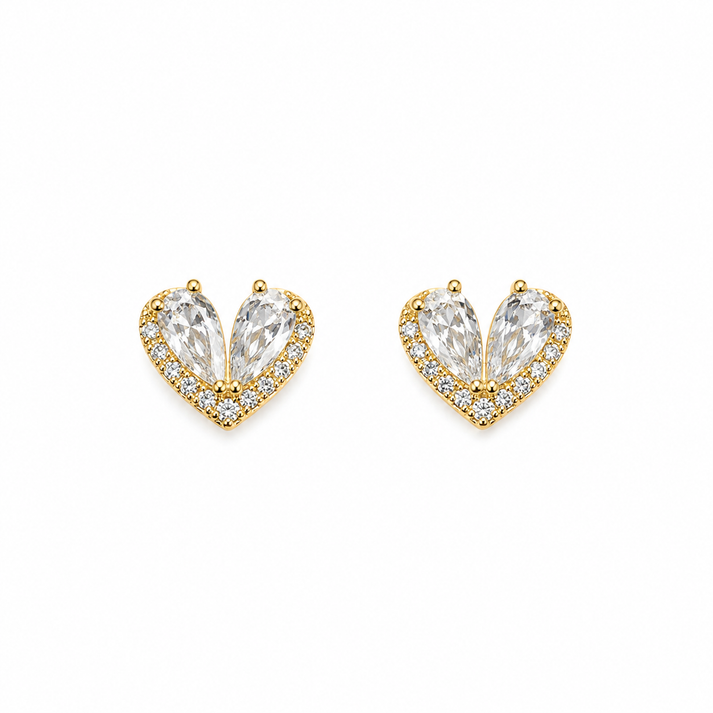 Heart Stone Stud Earrings
