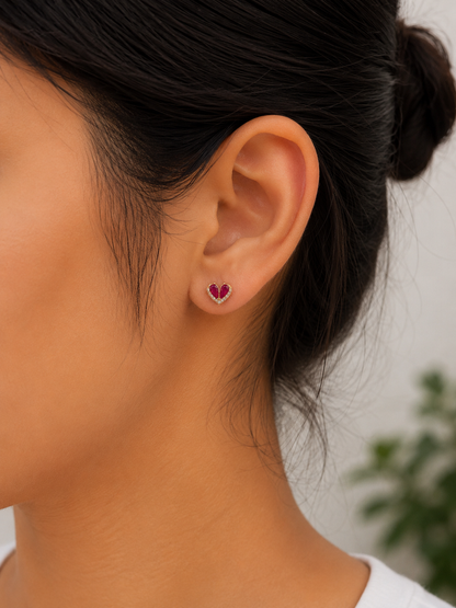 Heart Stone Stud Earrings