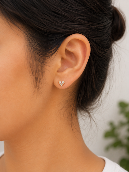 Heart Stone Stud Earrings