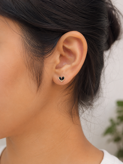 Heart Stone Stud Earrings