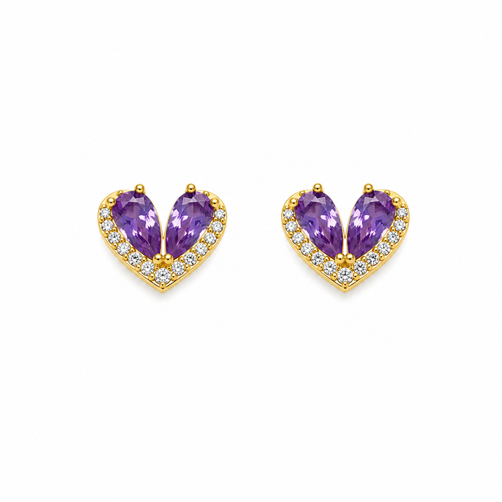 Heart Stone Stud Earrings