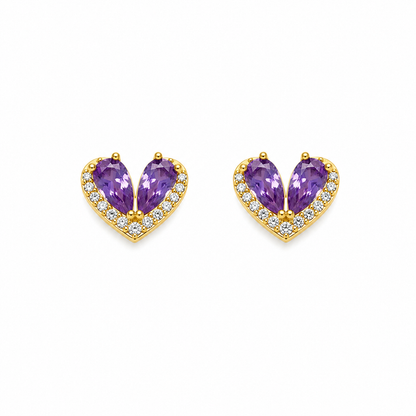 Heart Stone Stud Earrings