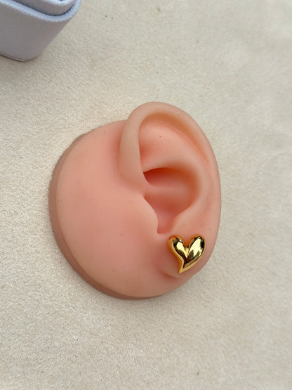 Gold Heart Stud Earrings