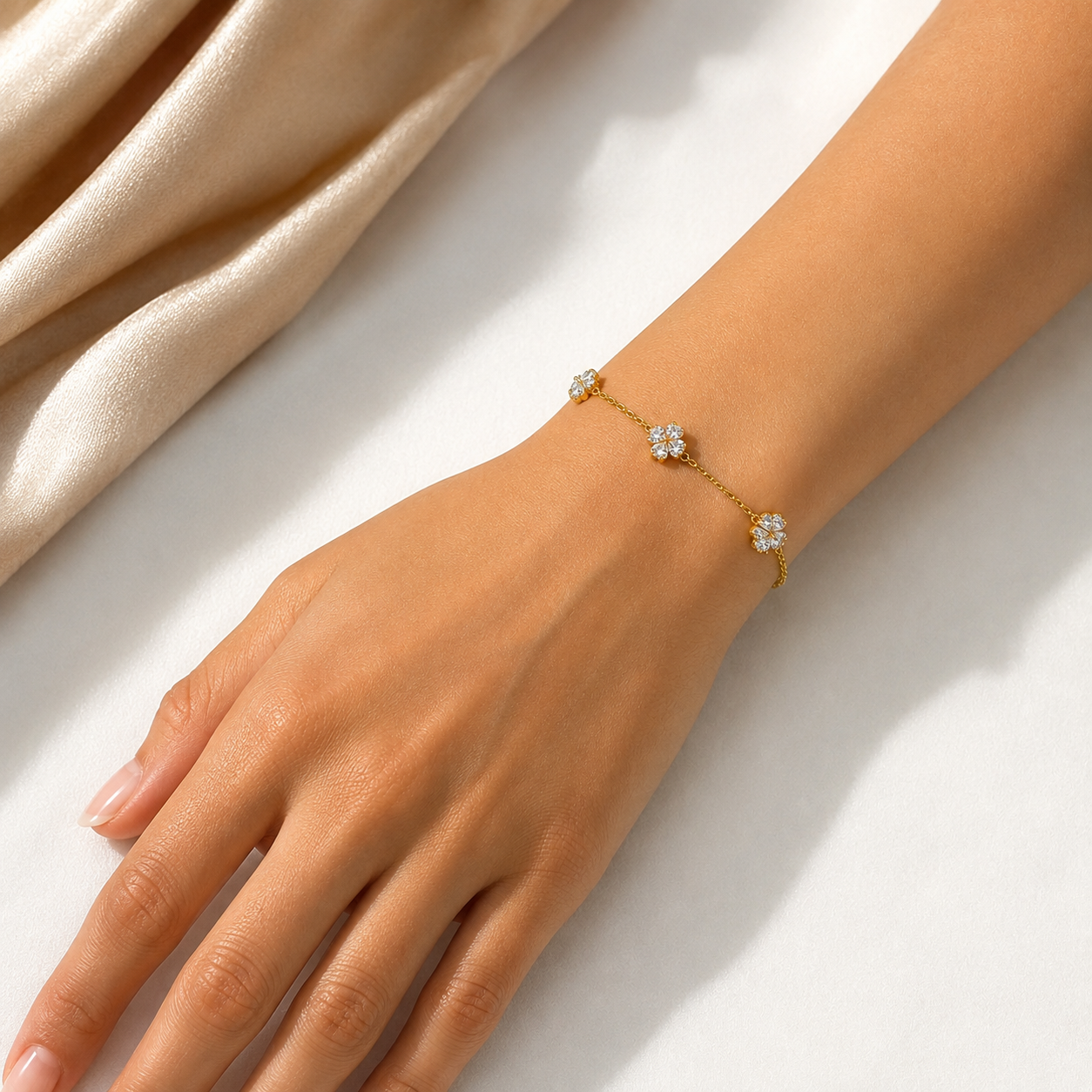 CZ Flower Station Bracelet
