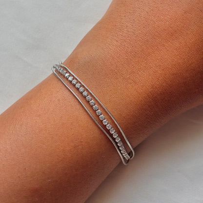 CZ Tennis Double Strand Bracelet