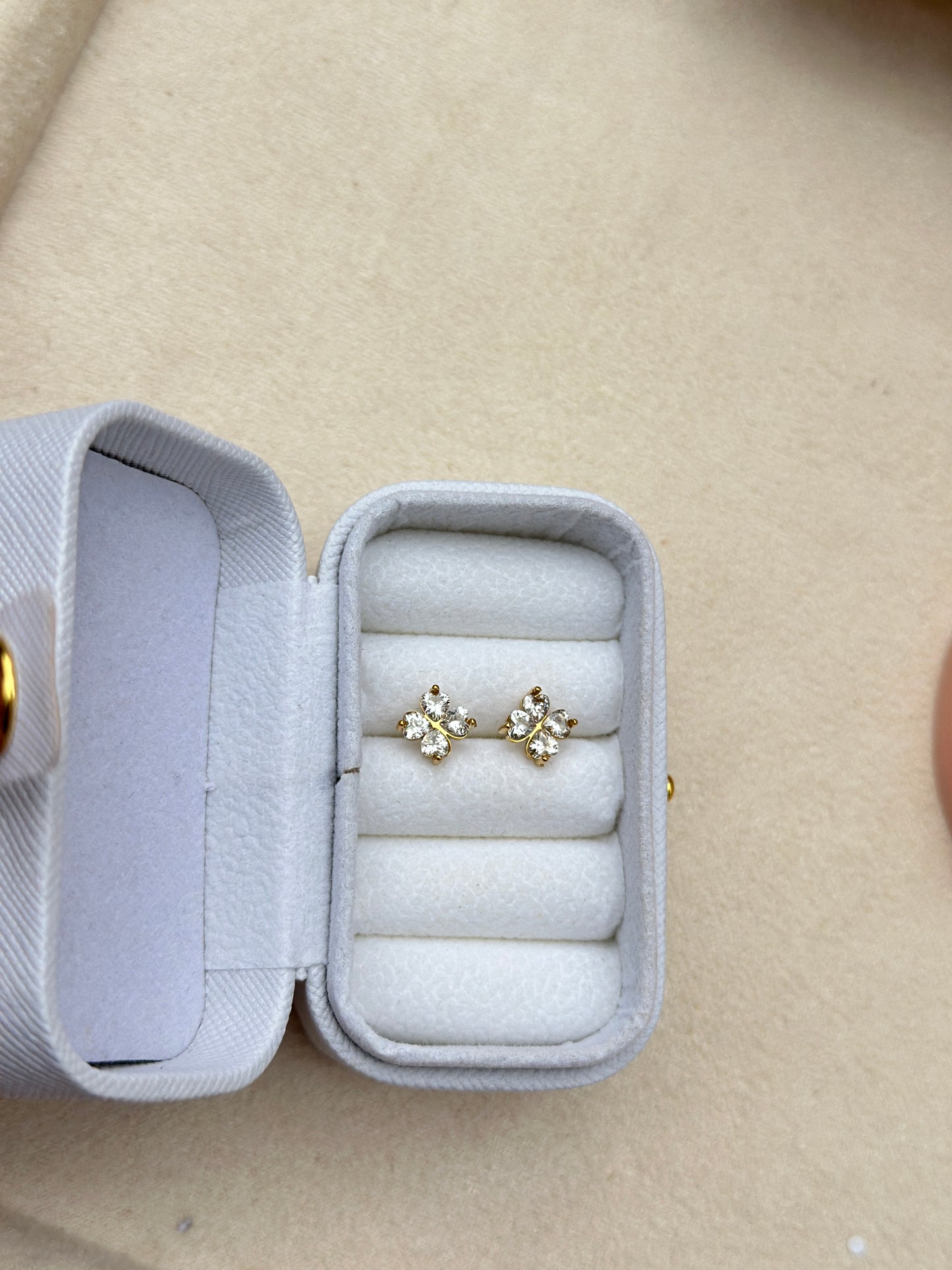 CZ Clover Stud Earrings
