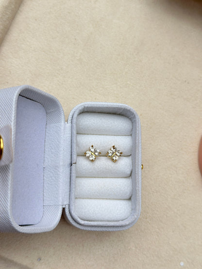 CZ Clover Stud Earrings