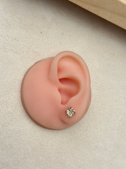 CZ Clover Stud Earrings