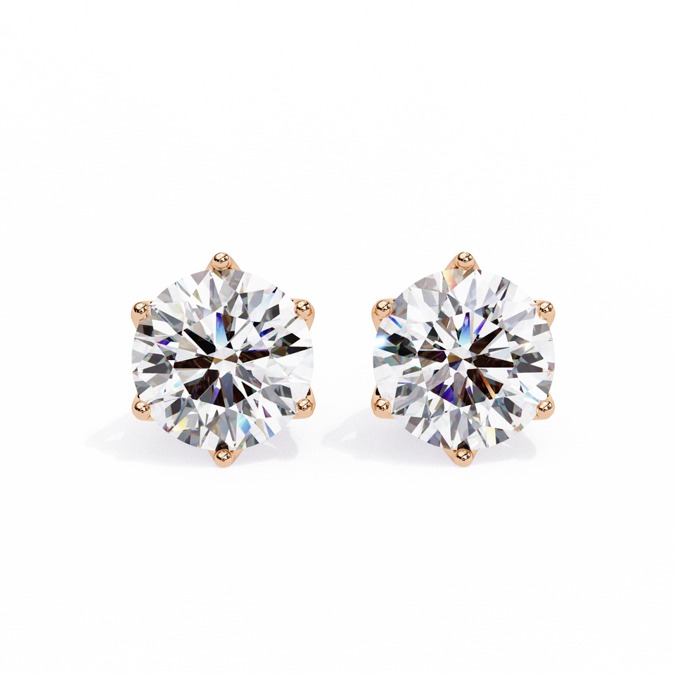 Round Solitaire Stud Earrings