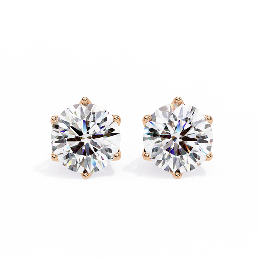 Round Solitaire Stud Earrings