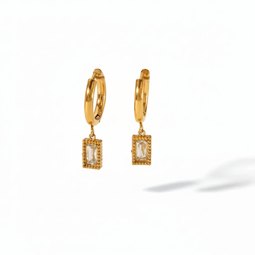 Baguette Charm Hoop Earrings