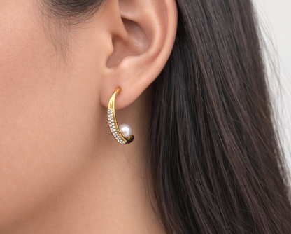 Pearl Pave Hoop Earrings