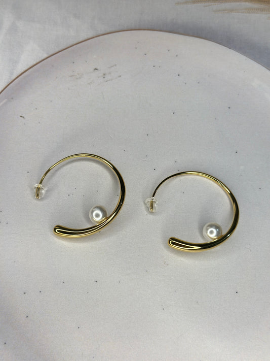 Pearl Charm Drop Earrings
