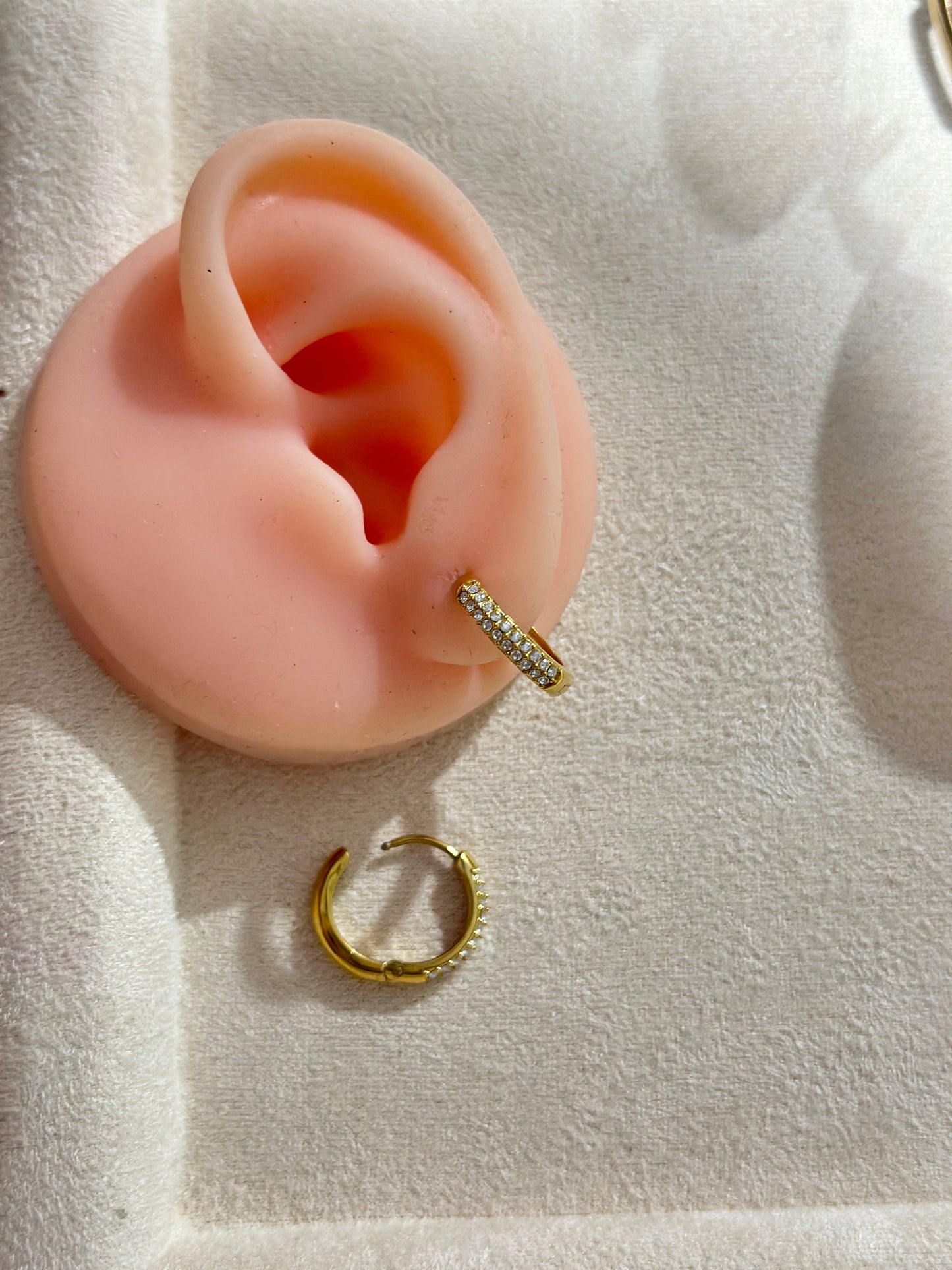 Crystal Pave Huggie Hoop Earrings
