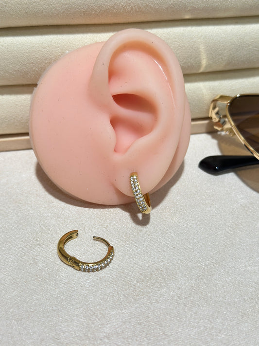 Crystal Pave Huggie Hoop Earrings