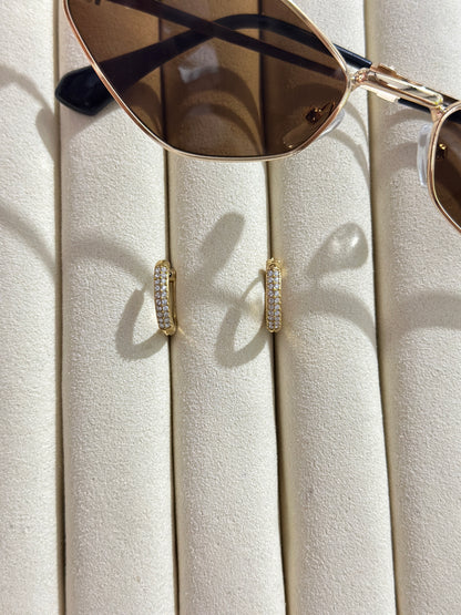 Crystal Pave Huggie Hoop Earrings