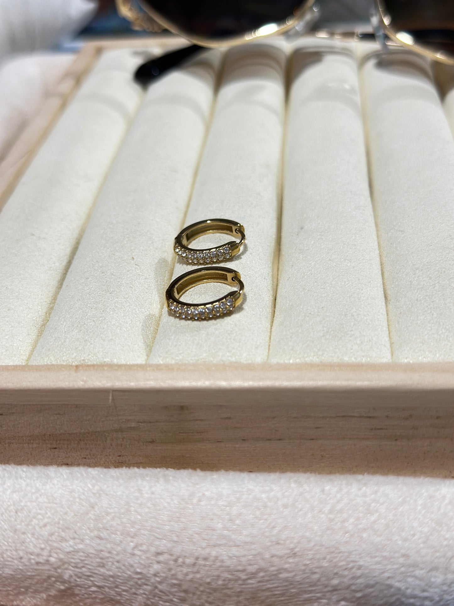 Crystal Pave Huggie Hoop Earrings