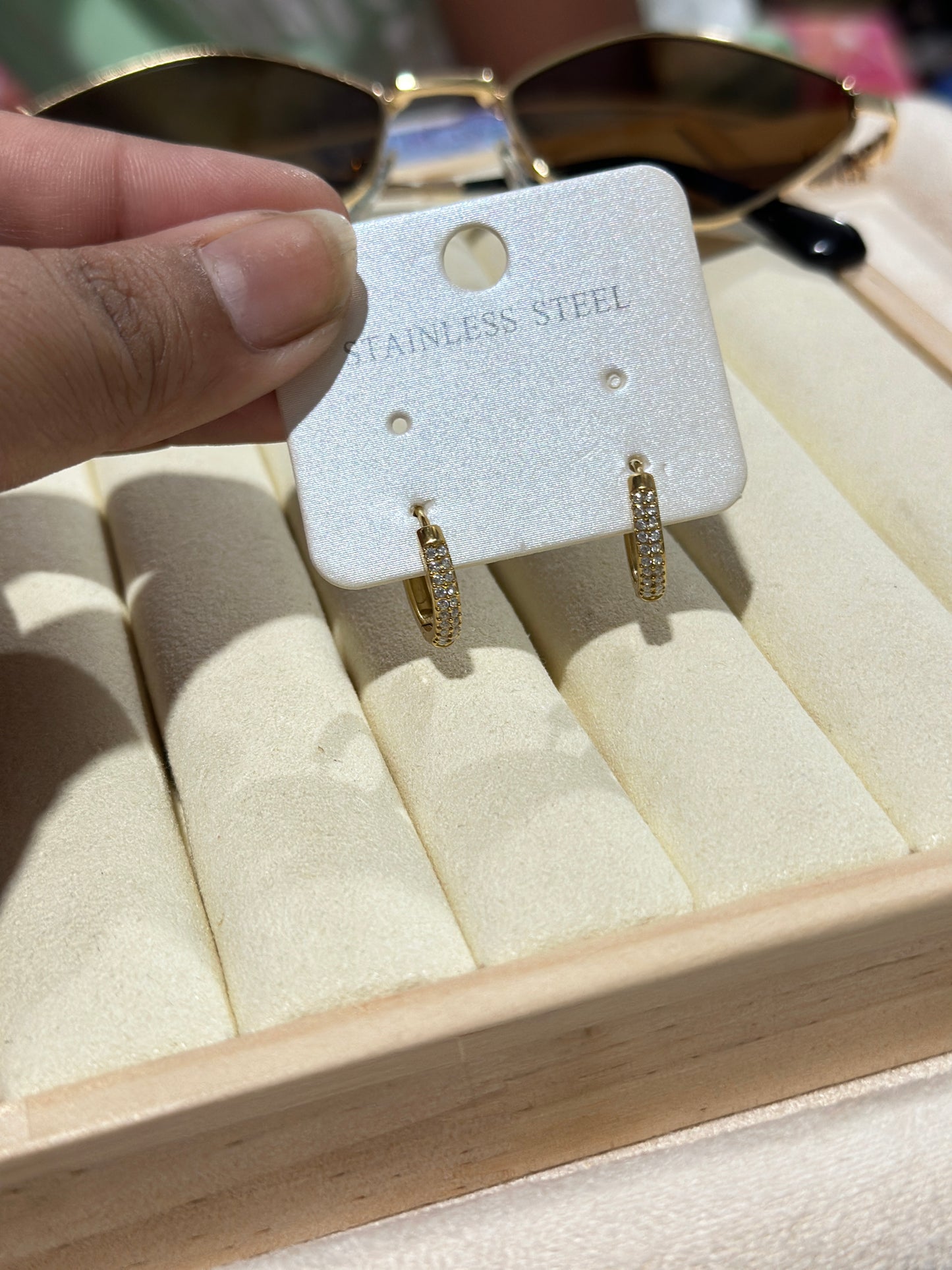 Crystal Pave Huggie Hoop Earrings