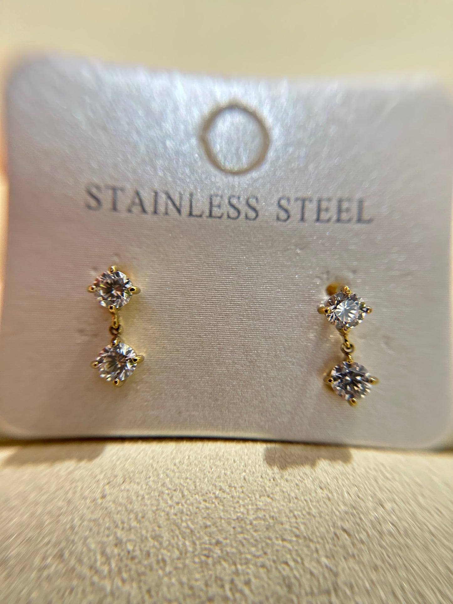 Double Crystal Round Drop Earrings