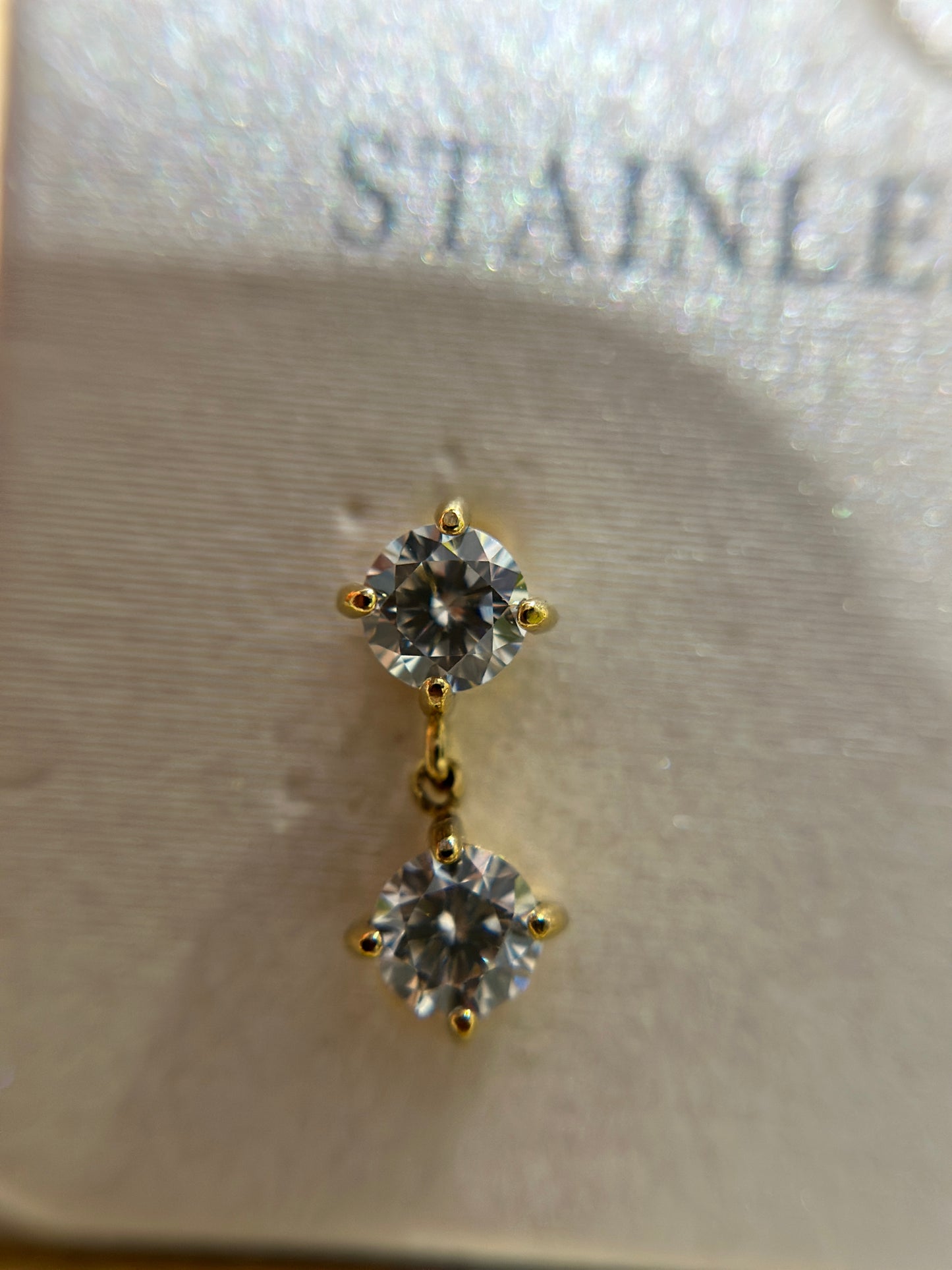 Double Crystal Round Drop Earrings
