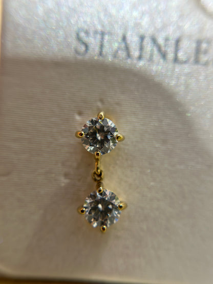 Double Crystal Round Drop Earrings
