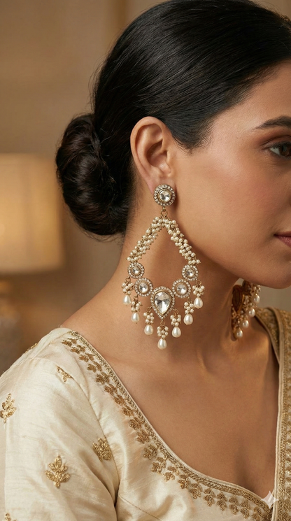 Ivory Shine Chandbali Earrings