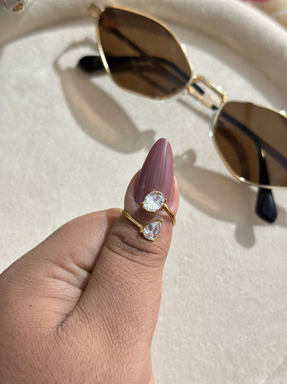 Oval and Pear Bypass Two-Stone Ring