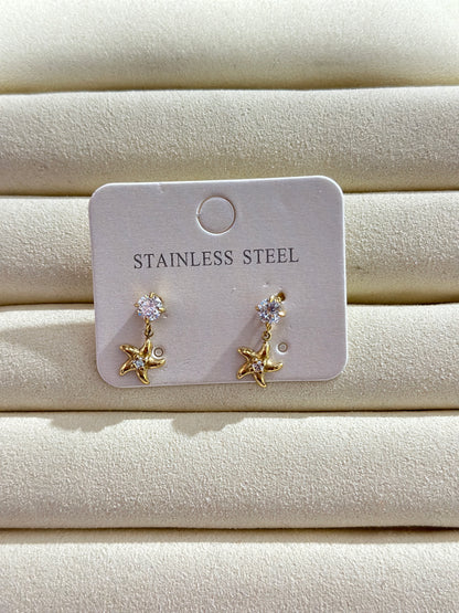 Starfish Crystal Drop Earrings