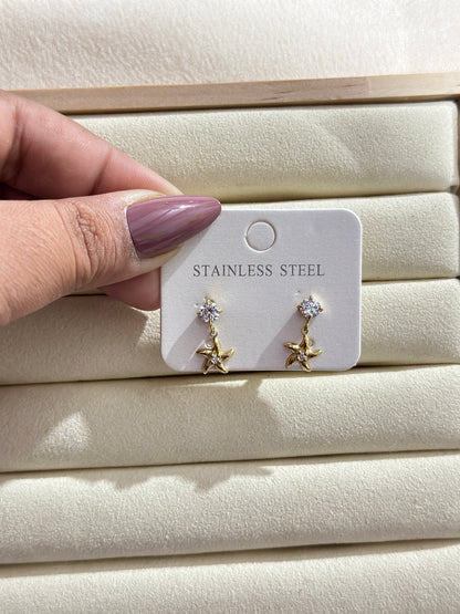 Starfish Crystal Drop Earrings