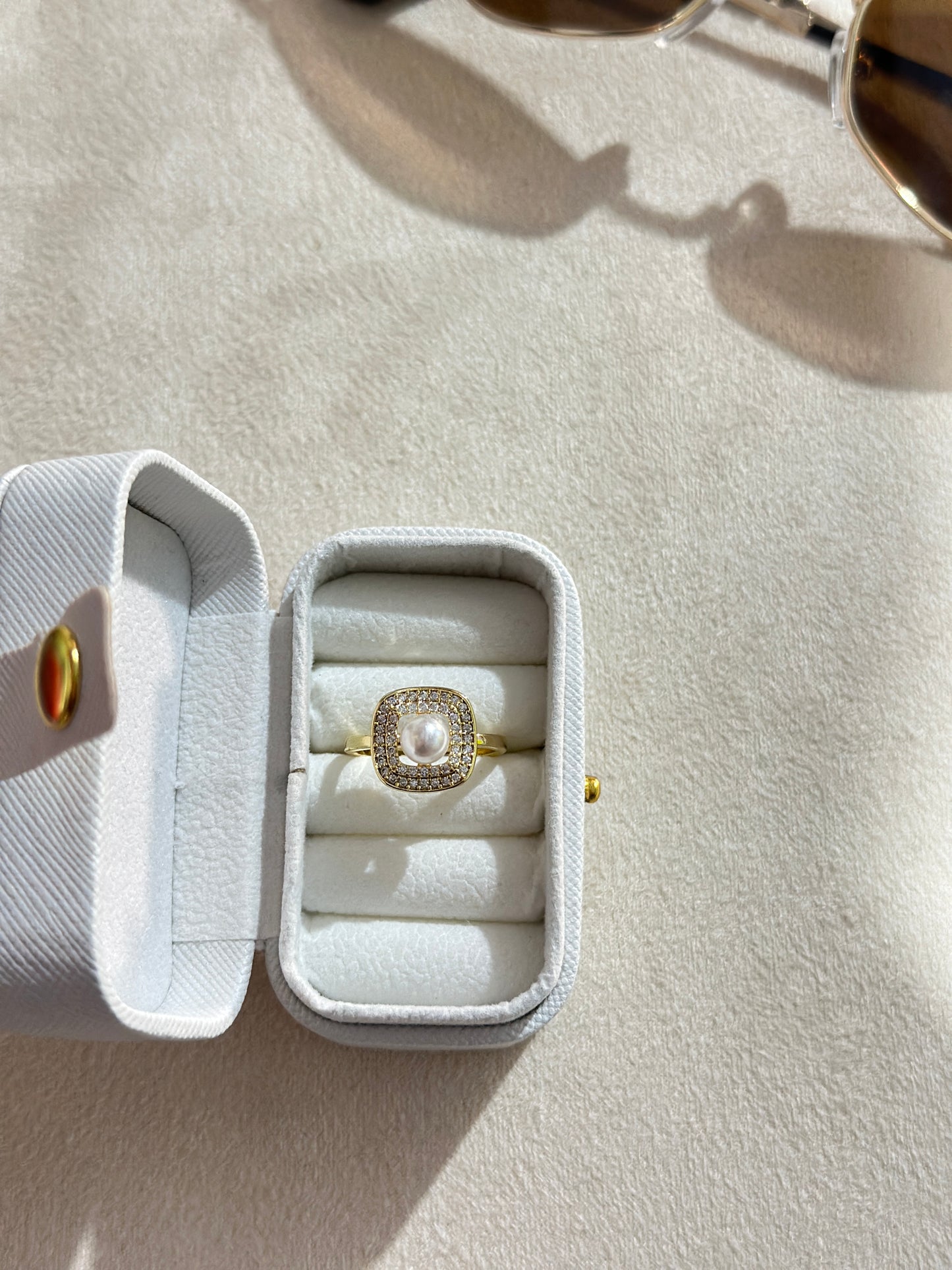 Pearl Halo Square Ring