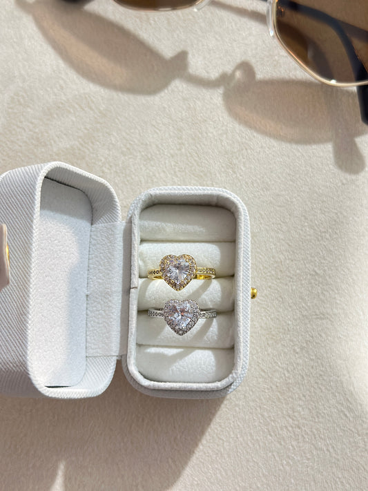 Round CZ Heart Ring