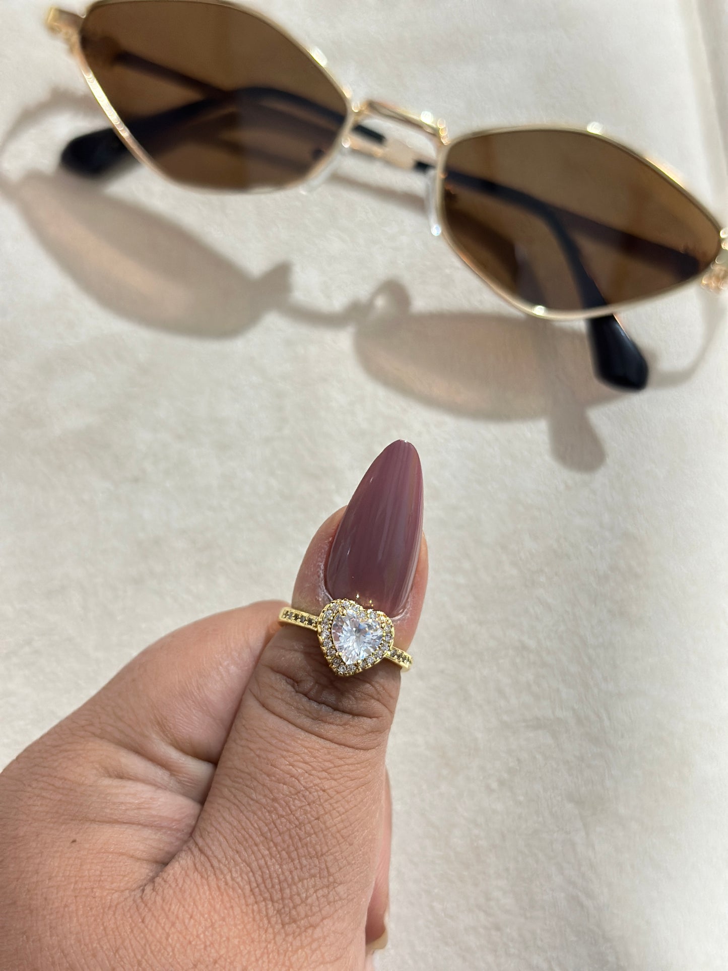 Round CZ Heart Ring