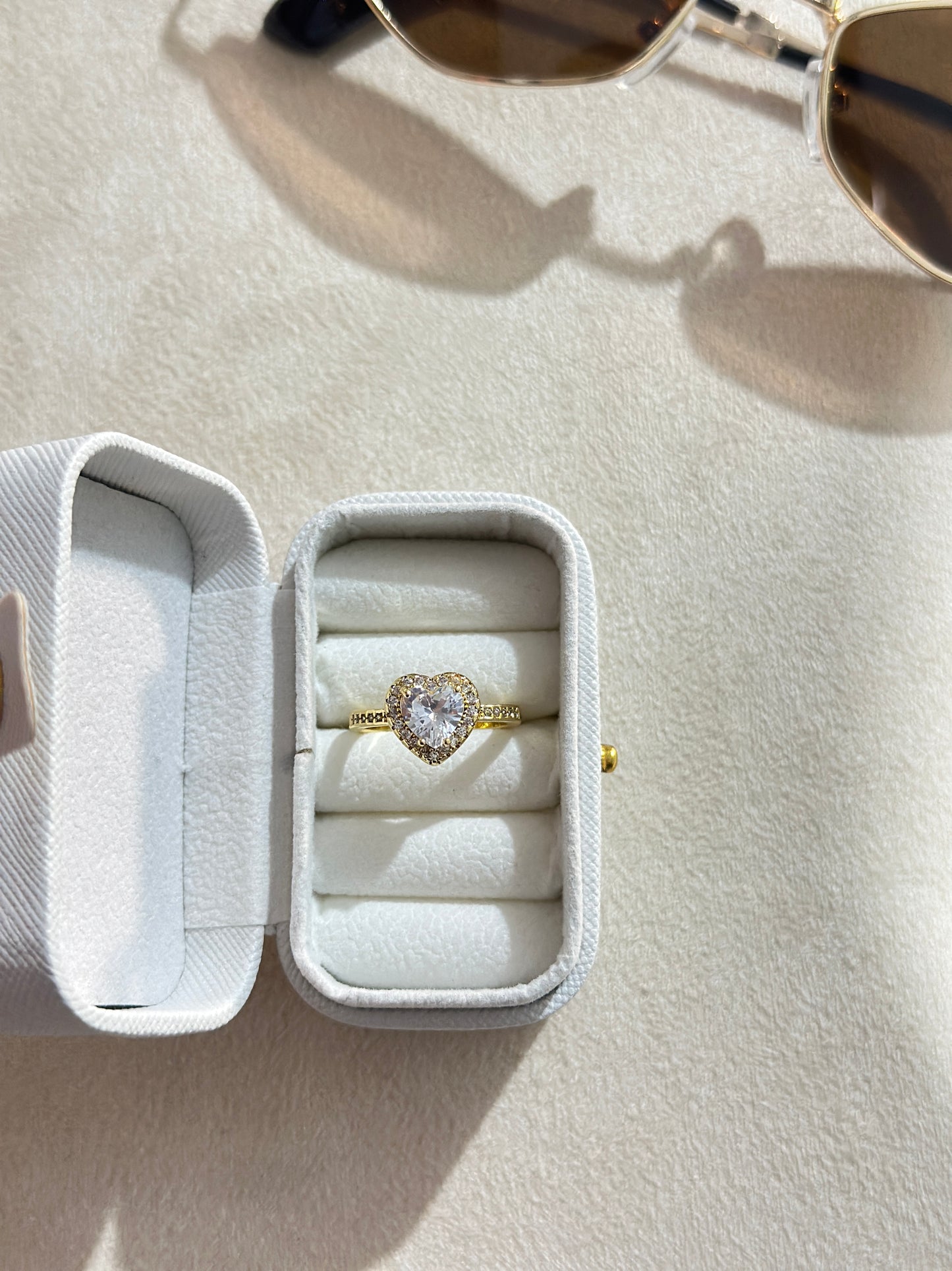 Round CZ Heart Ring