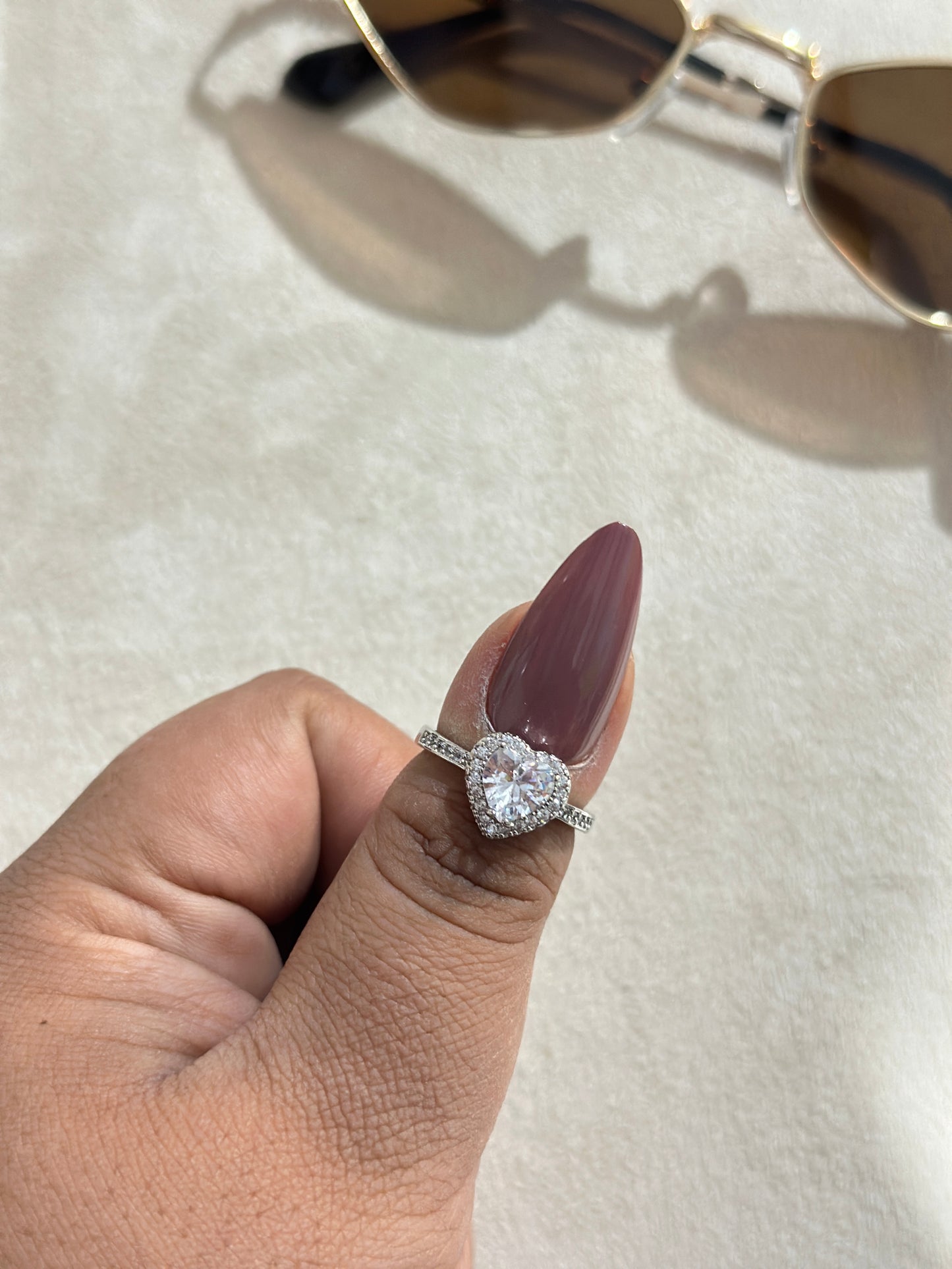 Round CZ Heart Ring
