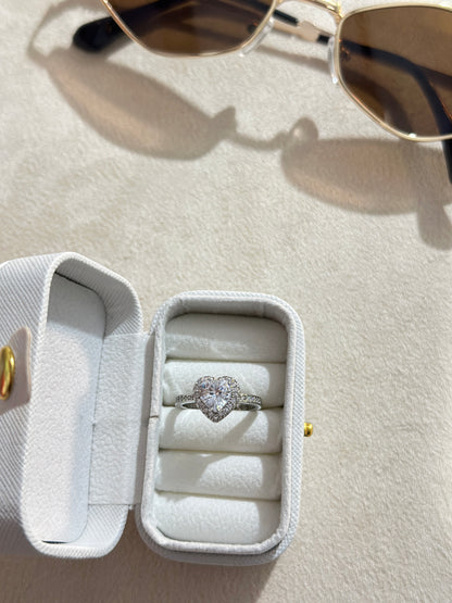 Round CZ Heart Ring