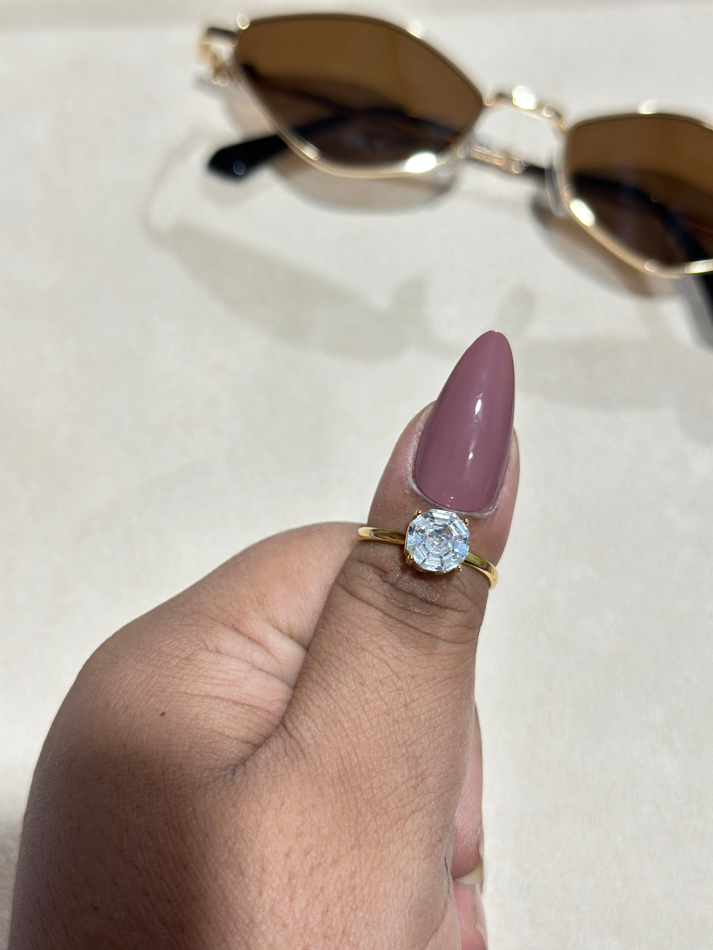 Cushion Cut CZ Open Adjustable Ring