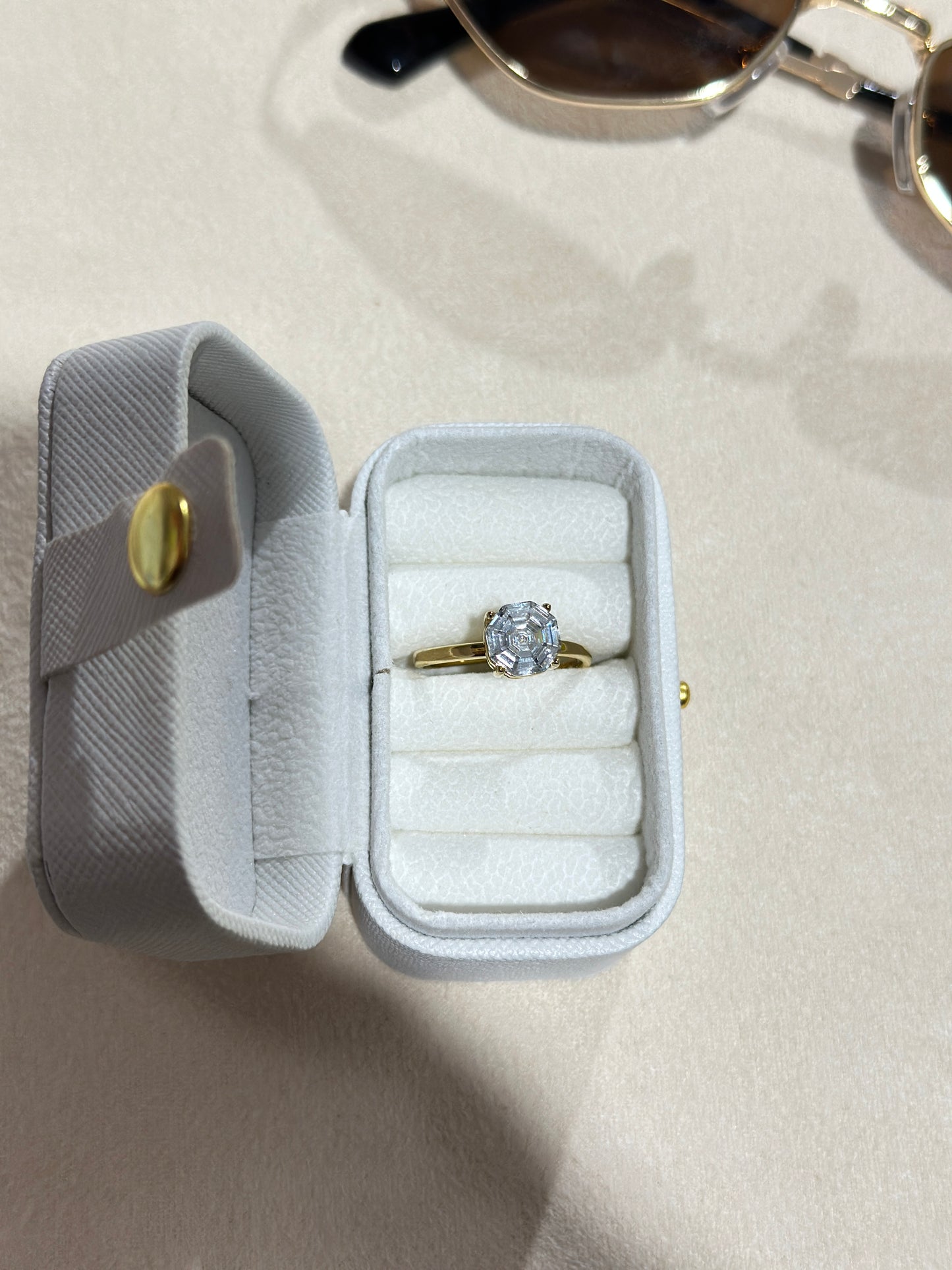 Cushion Cut CZ Open Adjustable Ring