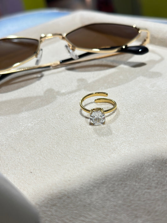Cushion Cut CZ Open Adjustable Ring