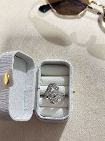 Baguette and Round Pave Snake Coil Ring