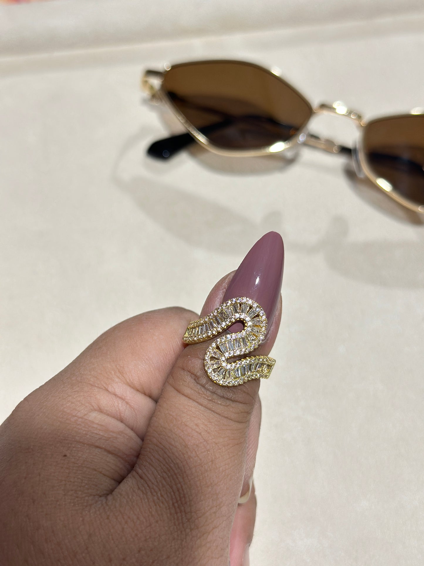 Baguette and Round Pave Snake Coil Ring