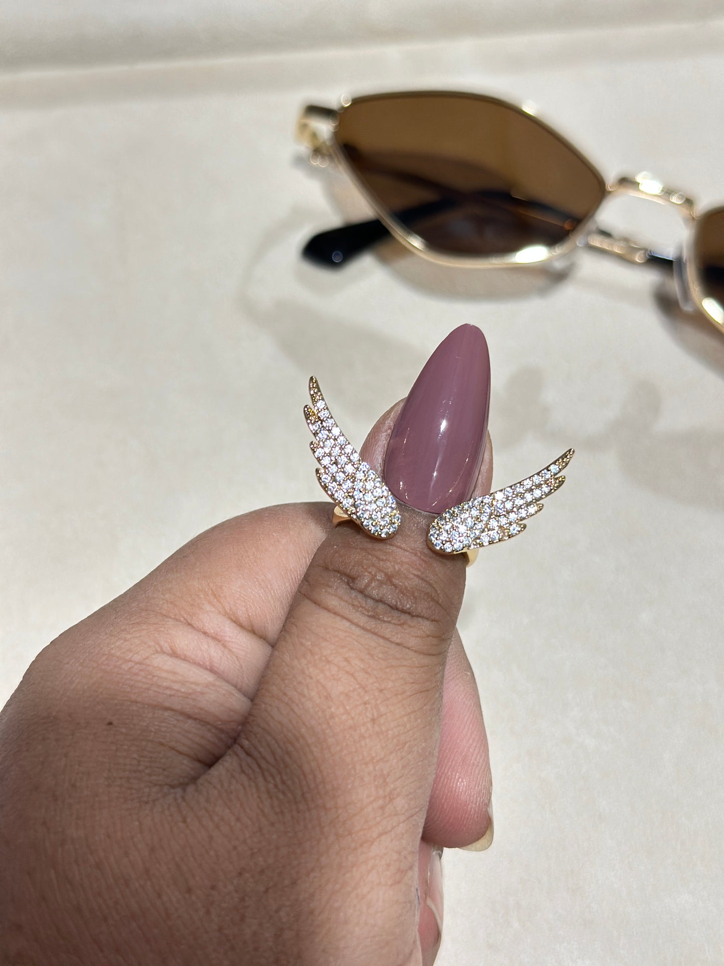 Crystal Wings Open Ring