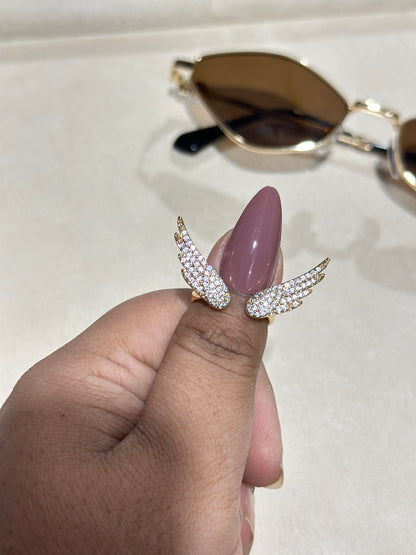 Crystal Wings Open Ring