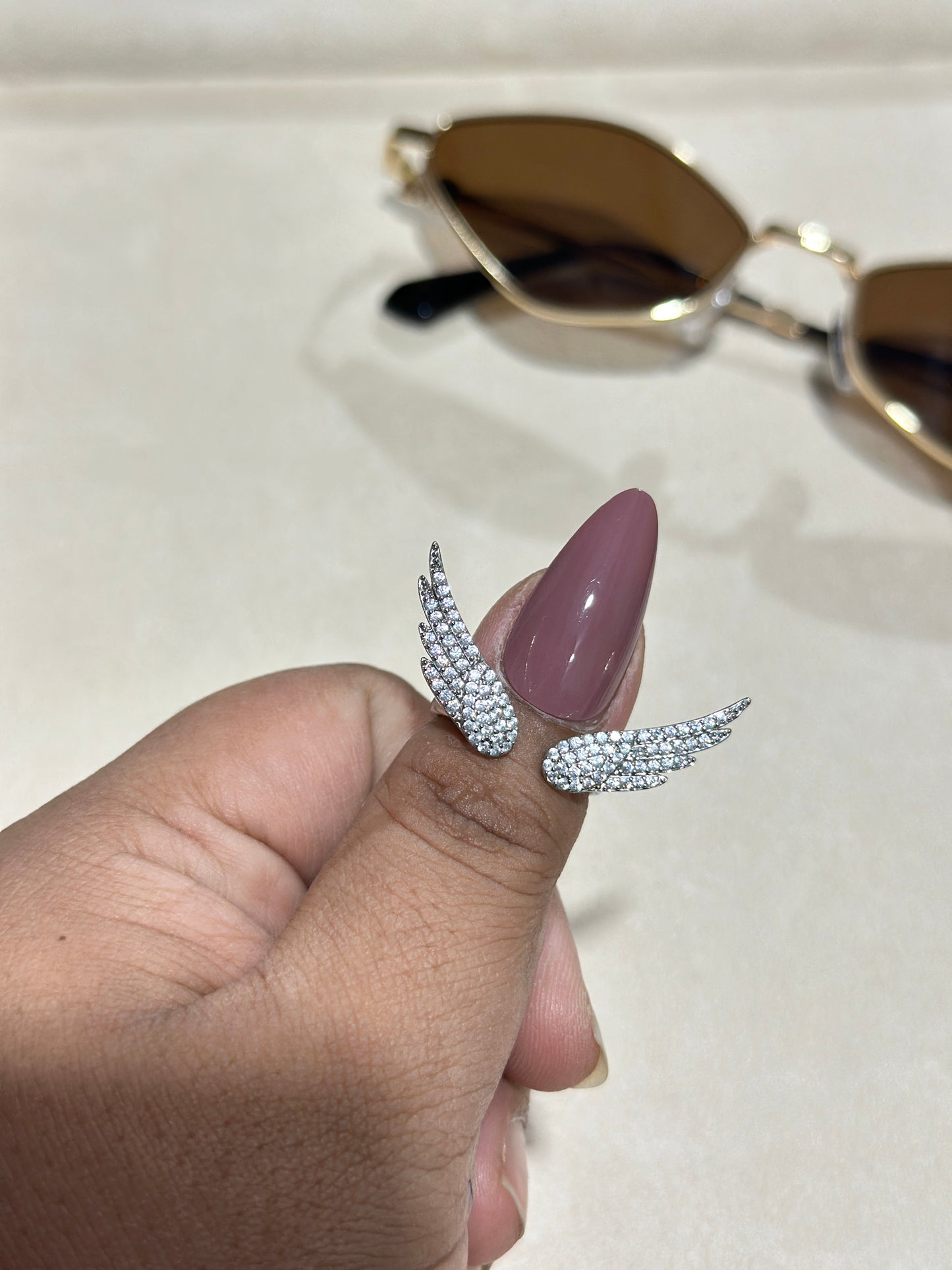 Crystal Wings Open Ring