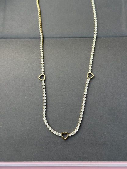 Heart Station Tennis Necklace