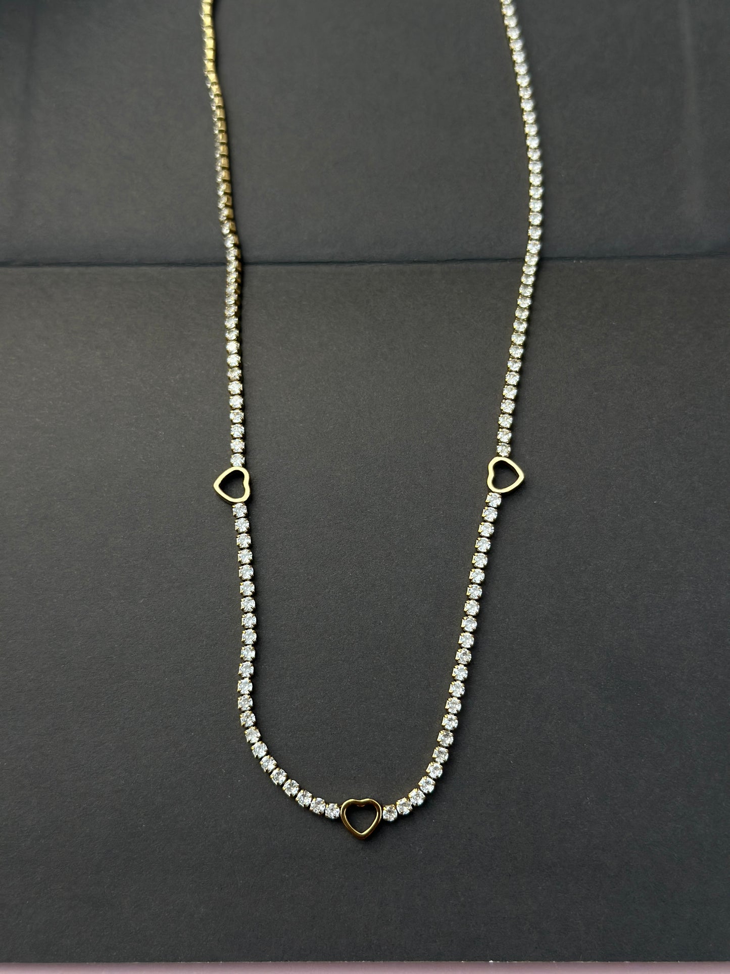 Heart Station Tennis Necklace