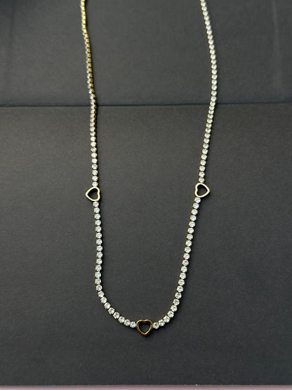 Heart Station Tennis Necklace