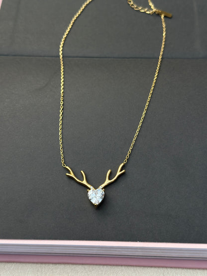 Antler Heart Pendant Necklace